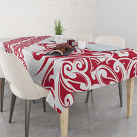 All White Maori Tribal Tattoo Personalised Tablecloth Classic Red Polynesian Style - Polynesian Pride