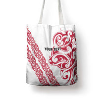All White Maori Tribal Tattoo Personalised Tote Bag Classic Red Polynesian Style - Polynesian Pride