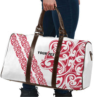 All White Maori Tribal Tattoo Personalised Travel Bag Classic Red Polynesian Style - Polynesian Pride