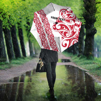 All White Maori Tribal Tattoo Personalised Umbrella Classic Red Polynesian Style - Polynesian Pride
