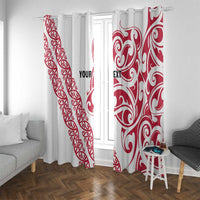All White Maori Tribal Tattoo Personalised Window Curtain Classic Red Polynesian Style - Polynesian Pride