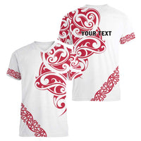 All White Maori Tribal Tattoo Personalised Women V-Neck T-Shirt Classic Red Polynesian Style - Polynesian Pride