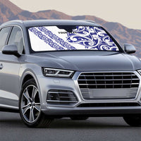 All White Maori Tribal Tattoo Personalised Auto Sun Shade Dark Blue Polynesian Style - Polynesian Pride