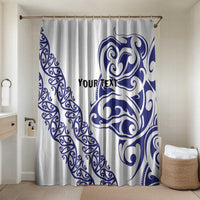 All White Maori Tribal Tattoo Personalised Bathroom Set Dark Blue Polynesian Style - Polynesian Pride
