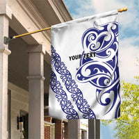 All White Maori Tribal Tattoo Personalised Garden Flag Dark Blue Polynesian Style - Polynesian Pride