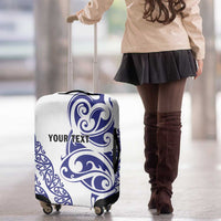 All White Maori Tribal Tattoo Personalised Luggage Cover Dark Blue Polynesian Style - Polynesian Pride