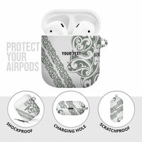 All White Maori Tribal Tattoo Personalised AirPods Case Moss Green Polynesian Style - Polynesian Pride