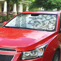 All White Maori Tribal Tattoo Personalised Auto Sun Shade Moss Green Polynesian Style - Polynesian Pride