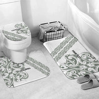 All White Maori Tribal Tattoo Personalised Bathroom Set Moss Green Polynesian Style - Polynesian Pride