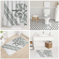 All White Maori Tribal Tattoo Personalised Bathroom Set Moss Green Polynesian Style - Polynesian Pride