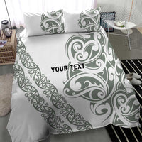 All White Maori Tribal Tattoo Personalised Bedding Set Moss Green Polynesian Style - Polynesian Pride