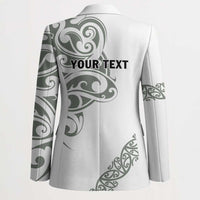 All White Maori Tribal Tattoo Personalised Blazer Moss Green Polynesian Style - Polynesian Pride
