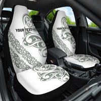 All White Maori Tribal Tattoo Personalised Car Seat Cover Moss Green Polynesian Style - Polynesian Pride