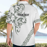 All White Maori Tribal Tattoo Personalised Hawaiian Shirt Moss Green Polynesian Style - Polynesian Pride