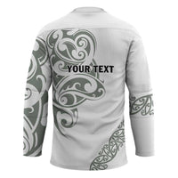 All White Maori Tribal Tattoo Personalised Hockey Jersey Moss Green Polynesian Style - Polynesian Pride