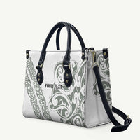 All White Maori Tribal Tattoo Personalised Leather Bag Moss Green Polynesian Style - Polynesian Pride