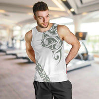 All White Maori Tribal Tattoo Personalised Men Tank Top Moss Green Polynesian Style - Polynesian Pride