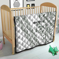 All White Maori Tribal Tattoo Personalised Quilt Moss Green Polynesian Style - Polynesian Pride