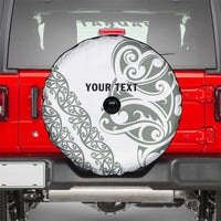 All White Maori Tribal Tattoo Personalised Spare Tire Cover Moss Green Polynesian Style - Polynesian Pride