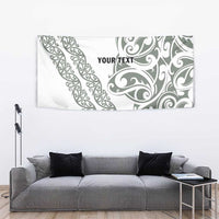 All White Maori Tribal Tattoo Personalised Tapestry Moss Green Polynesian Style - Polynesian Pride