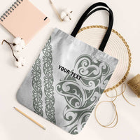All White Maori Tribal Tattoo Personalised Tote Bag Moss Green Polynesian Style - Polynesian Pride