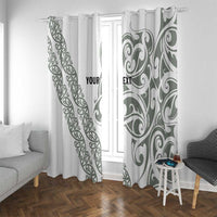 All White Maori Tribal Tattoo Personalised Window Curtain Moss Green Polynesian Style - Polynesian Pride