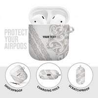 All White Maori Tribal Tattoo Personalised AirPods Case Stone Gray Polynesian Style - Polynesian Pride
