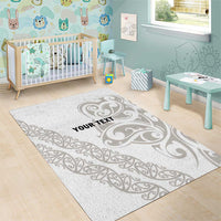 All White Maori Tribal Tattoo Personalised Area Rug Stone Gray Polynesian Style - Polynesian Pride