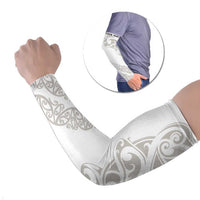 All White Maori Tribal Tattoo Personalised Arm Sleeves Stone Gray Polynesian Style - Polynesian Pride