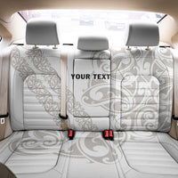 All White Maori Tribal Tattoo Personalised Back Car Seat Cover Stone Gray Polynesian Style - Polynesian Pride