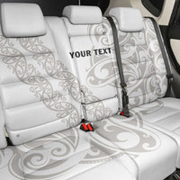 All White Maori Tribal Tattoo Personalised Back Car Seat Cover Stone Gray Polynesian Style - Polynesian Pride