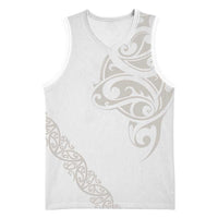 All White Maori Tribal Tattoo Personalised Basketball Jersey Stone Gray Polynesian Style - Polynesian Pride