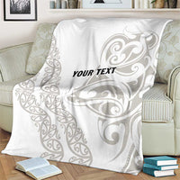 All White Maori Tribal Tattoo Personalised Blanket Stone Gray Polynesian Style - Polynesian Pride