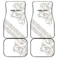 All White Maori Tribal Tattoo Personalised Car Mats Stone Gray Polynesian Style - Polynesian Pride