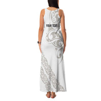 All White Maori Tribal Tattoo Personalised Family Matching Tank Maxi Dress and Hawaiian Shirt Stone Gray Polynesian Style - Polynesian Pride