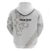 All White Maori Tribal Tattoo Personalised Hoodie Stone Gray Polynesian Style - Polynesian Pride