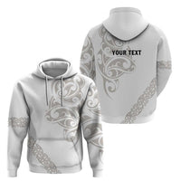 All White Maori Tribal Tattoo Personalised Hoodie Stone Gray Polynesian Style - Polynesian Pride