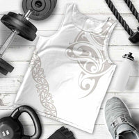 All White Maori Tribal Tattoo Personalised Men Tank Top Stone Gray Polynesian Style - Polynesian Pride