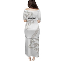 All White Maori Tribal Tattoo Personalised Puletasi Stone Gray Polynesian Style - Polynesian Pride