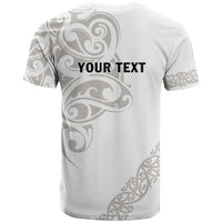 All White Maori Tribal Tattoo Personalised T Shirt Stone Gray Polynesian Style - Polynesian Pride