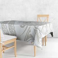 All White Maori Tribal Tattoo Personalised Tablecloth Stone Gray Polynesian Style - Polynesian Pride