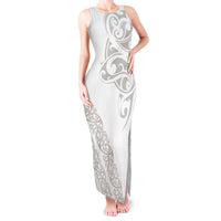 All White Maori Tribal Tattoo Personalised Tank Maxi Dress Stone Gray Polynesian Style - Polynesian Pride