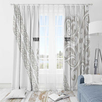 All White Maori Tribal Tattoo Personalised Window Curtain Stone Gray Polynesian Style - Polynesian Pride