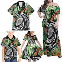 Polynesian Pacific Rugby Tribal Family Matching Off Shoulder Maxi Dress and Hawaiian Shirt Tropical Vibe LT9 - Polynesian Pride
