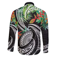 Polynesian Pacific Rugby Tribal Family Matching Off Shoulder Maxi Dress and Hawaiian Shirt Tropical Vibe LT9 - Polynesian Pride