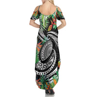 Polynesian Pacific Rugby Tribal Summer Maxi Dress Tropical Vibe