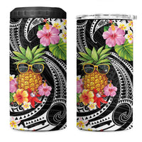 Hau'oli Makahiki Hou 4 in 1 Can Cooler Tumbler Aloha Pineapple Tropical Vibe