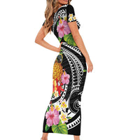 Hau'oli Makahiki Hou Family Matching Short Sleeve Bodycon Dress and Hawaiian Shirt Aloha Pineapple Tropical Vibe