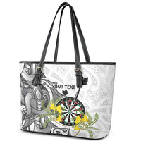 Personalised New Zealand Darts Leather Tote Bag Kowhai Floral with Maori Tattoo