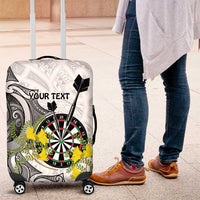 Personalised New Zealand Darts Luggage Cover Kowhai Floral with Maori Tattoo LT9 Black - Polynesian Pride